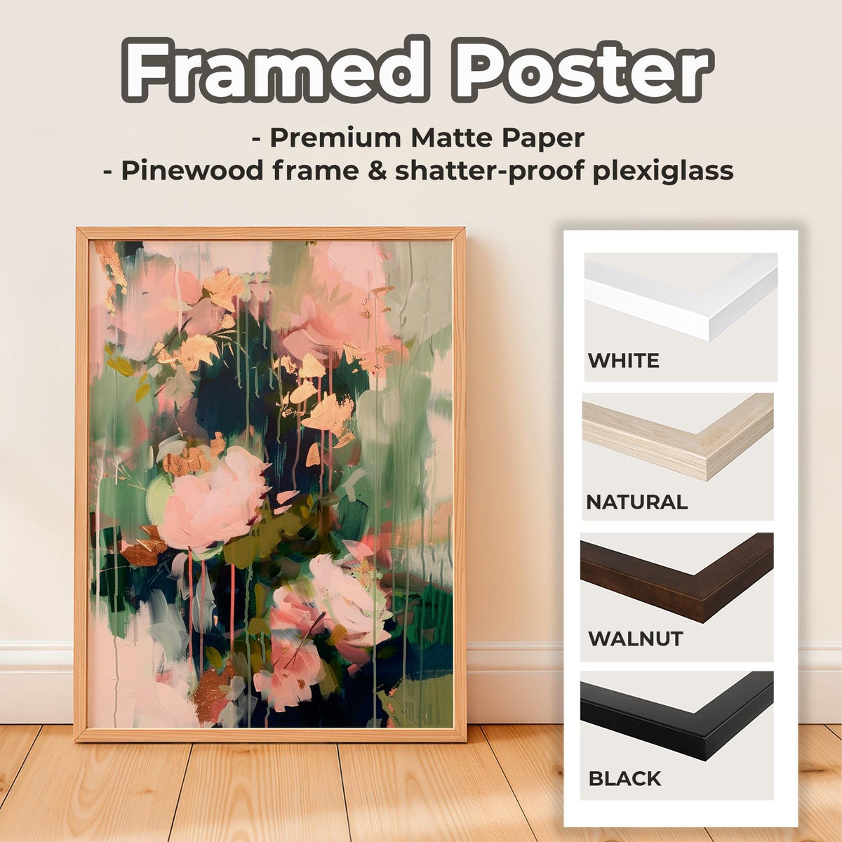 Abstract Floral Wall Art Print, Blush Pink and Sage Green Modern Shapes, Contemporary Living Room Decor, ART118