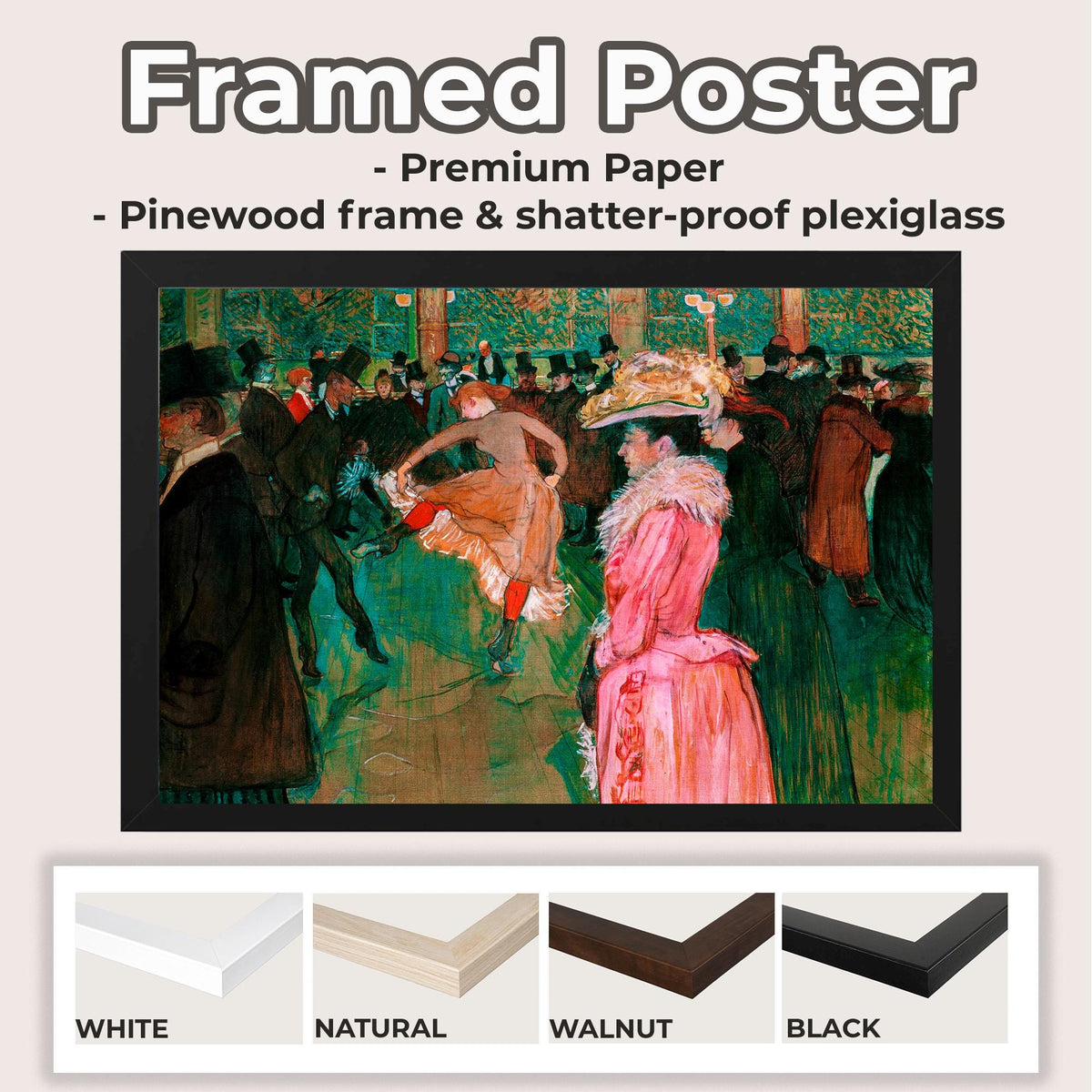 Henri de Toulouse-Lautrec, At the Moulin Rouge: The Dance - interior wall art, cabaret canvas print, giclee reproduction