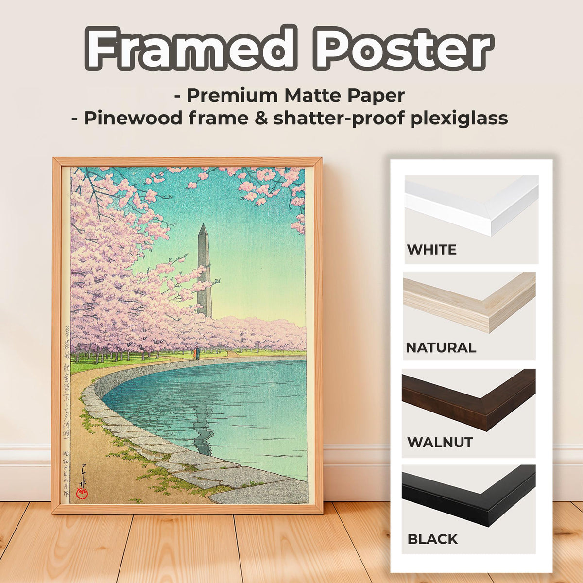 Kawase Hasui - Washington Monument. Japanese painting, Japanese landscape, Bedroom decor, Canvas art print, Large wall a