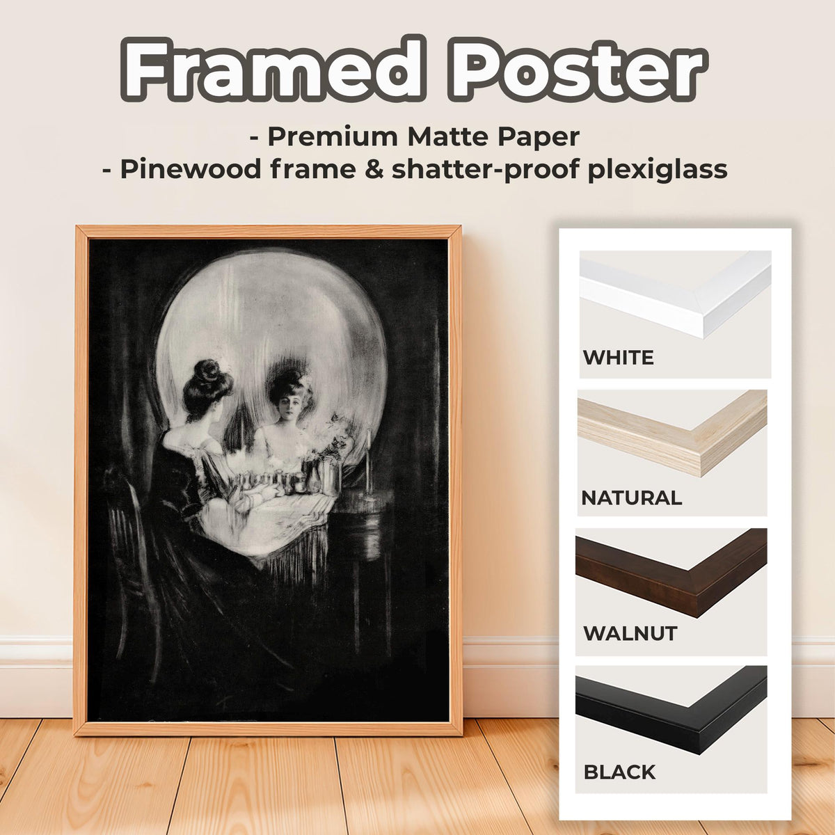 Charles Allan Gilbert - All is vanity. Dark wall art, Gothic poster print, Skull art print on canvas, Canvas painting, B