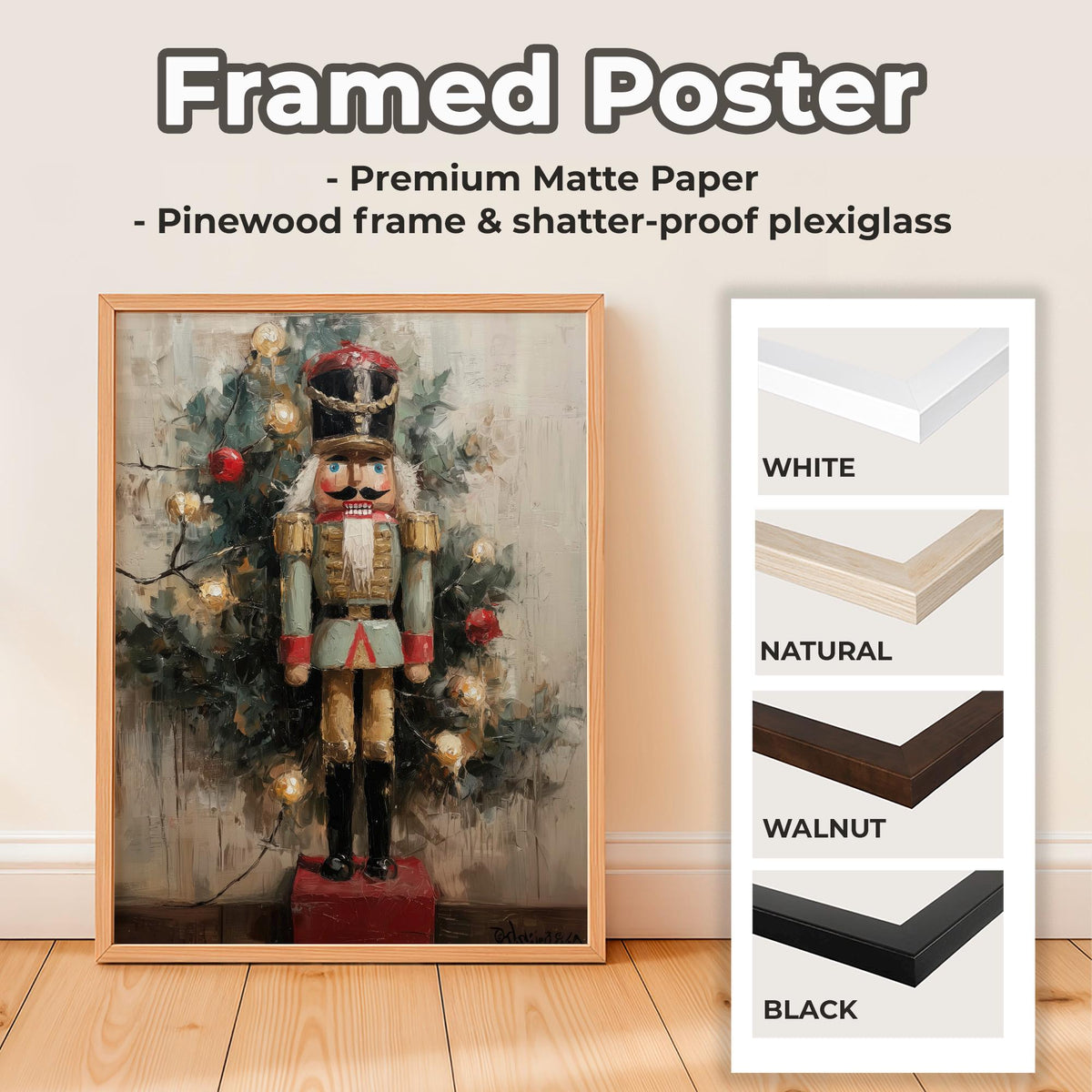 Christmas Nutcracker Wall Art, Vintage Holiday Print, Classic Festive Poster, Cozy Winter Home Decor