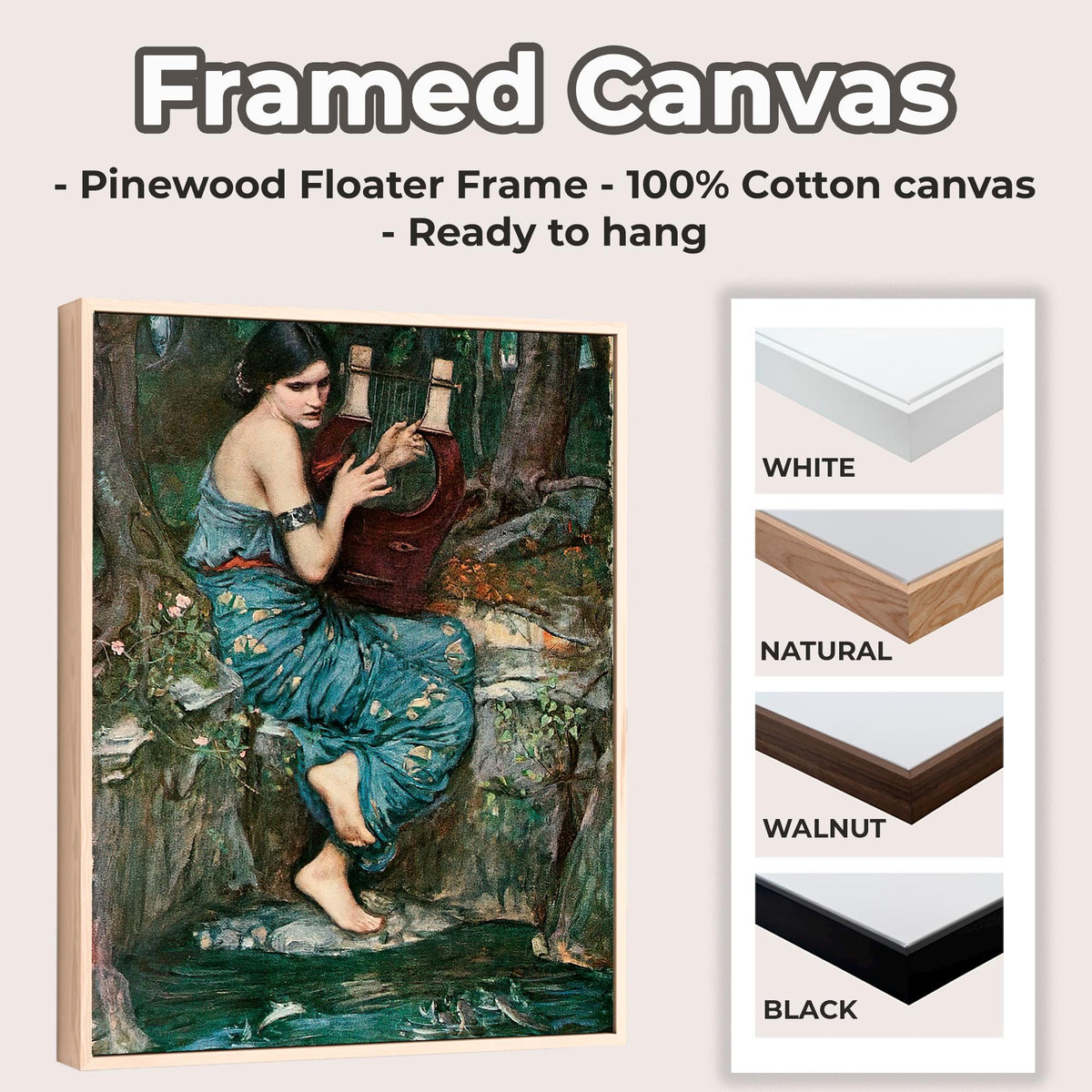 John William Waterhouse, The Charmer (1911) - Allegorical Romantic Figure, Pre-Raphaelite Style Print, Canvas Wall Art