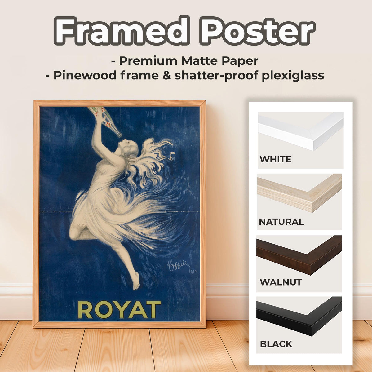 Leonetto Cappiello, Royat - Vintage French Poster, Blue Wall Art, Advertisement Print, Retro Canvas Decor