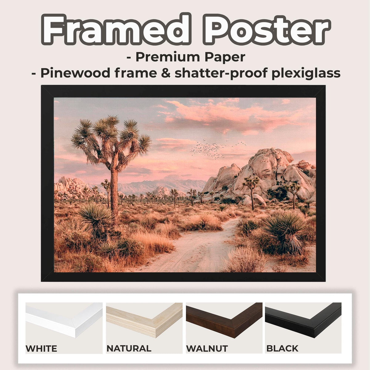 Framed Joshua Tree Canvas Print, California Desert Landscape Photography, Modern Nature Wall Art, ART196