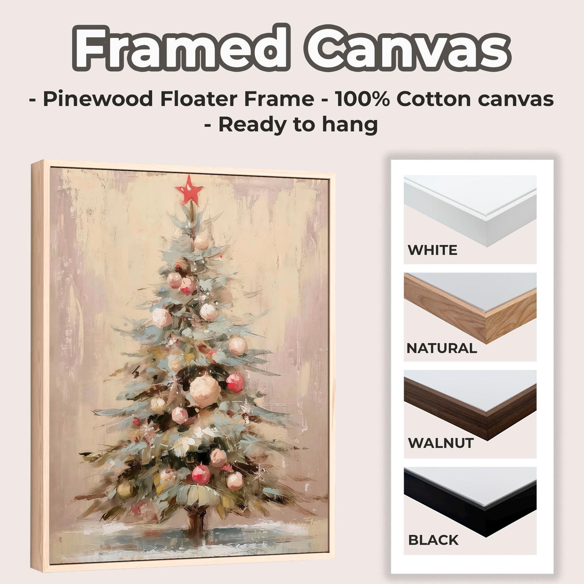Christmas Tree Oil Painting Style Poster, Contemporary Holiday Wall Art Print, Festive Home Decor Gift