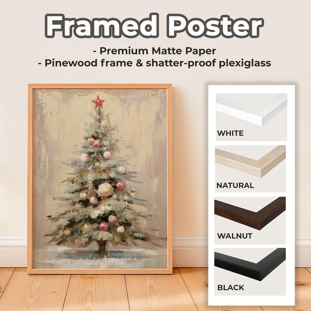 Christmas Tree Oil Painting Style Poster, Contemporary Holiday Wall Art Print, Festive Home Decor Gift