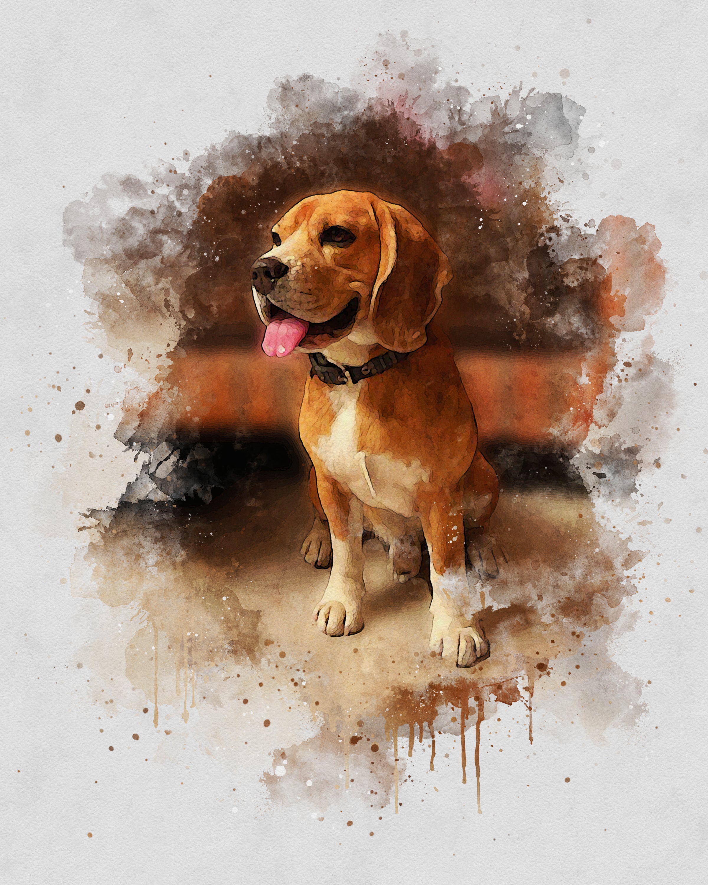 Custom Watercolor Portrait with Pet | Personalized Dog Memorial Gift