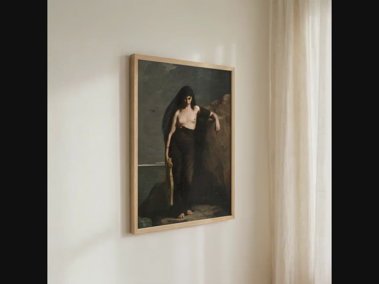 Charles Mengin - Sappho. Death of Sappho, Dark wall art, Living room decor, Mystical Women, Sappho art print, Large wall