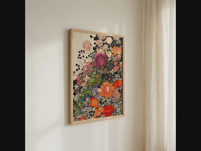 Botanical Floral Wall Art Unframed, Dotted Wildflower Poster, Yayoi Kusama Inspired Japandi Decor For Living Room