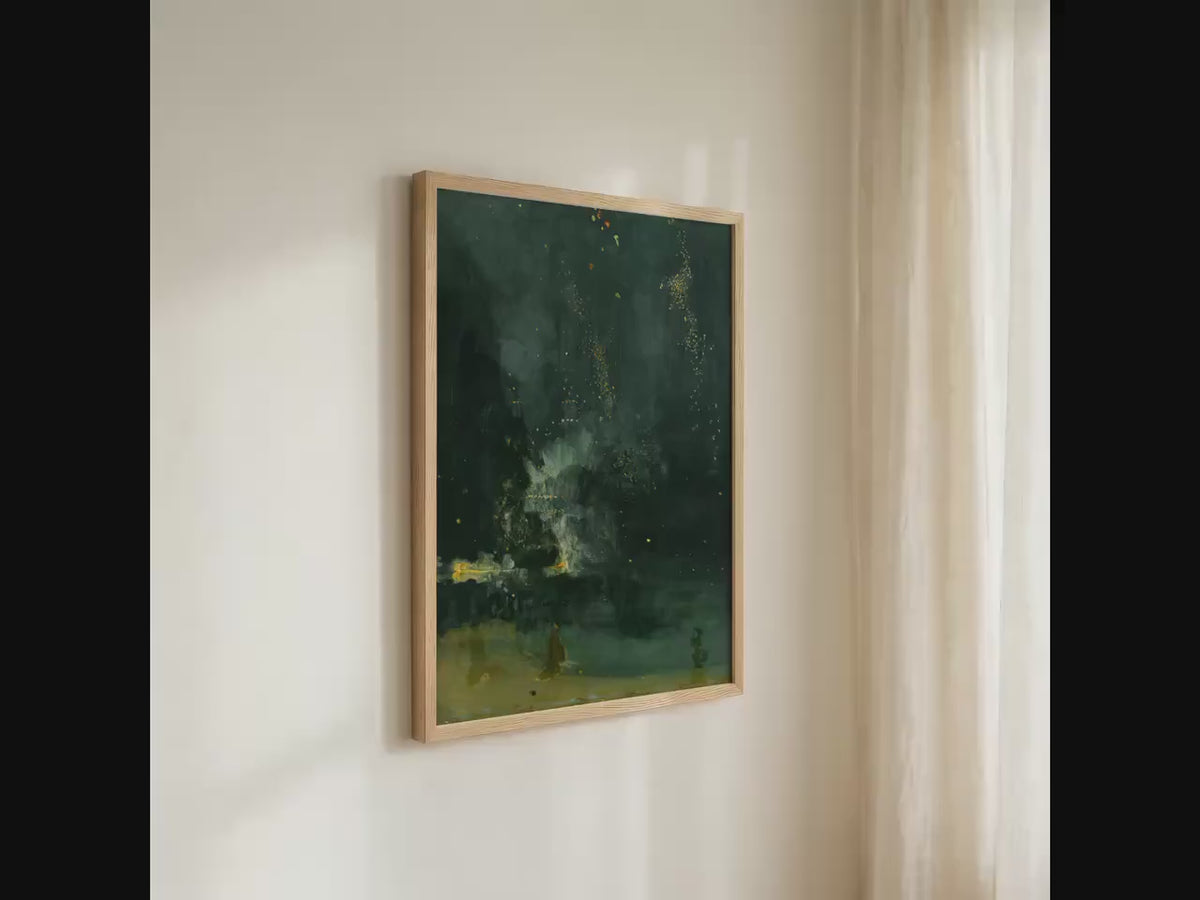 James Abbott McNeill Whistler - The Falling Rocket, Nocturne in black and gold whistler. Famous art print, Painting on c