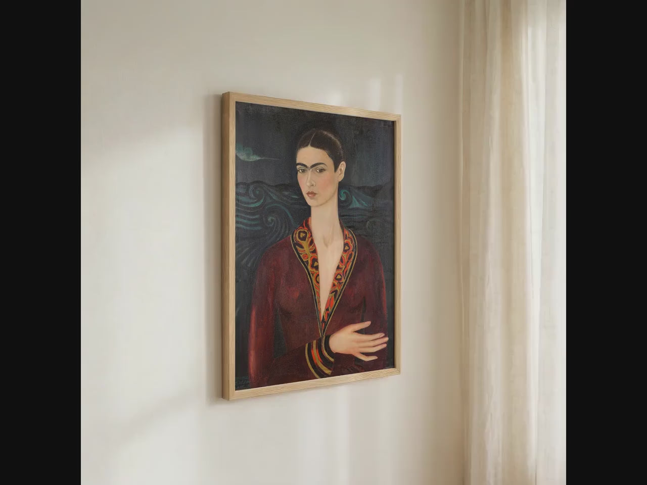 Frida Kahlo, Self-Portrait in a Velvet Dress - 1926 Surreal Self Portrait Print, Mexican Wall Art, Dark Romantic Poster,