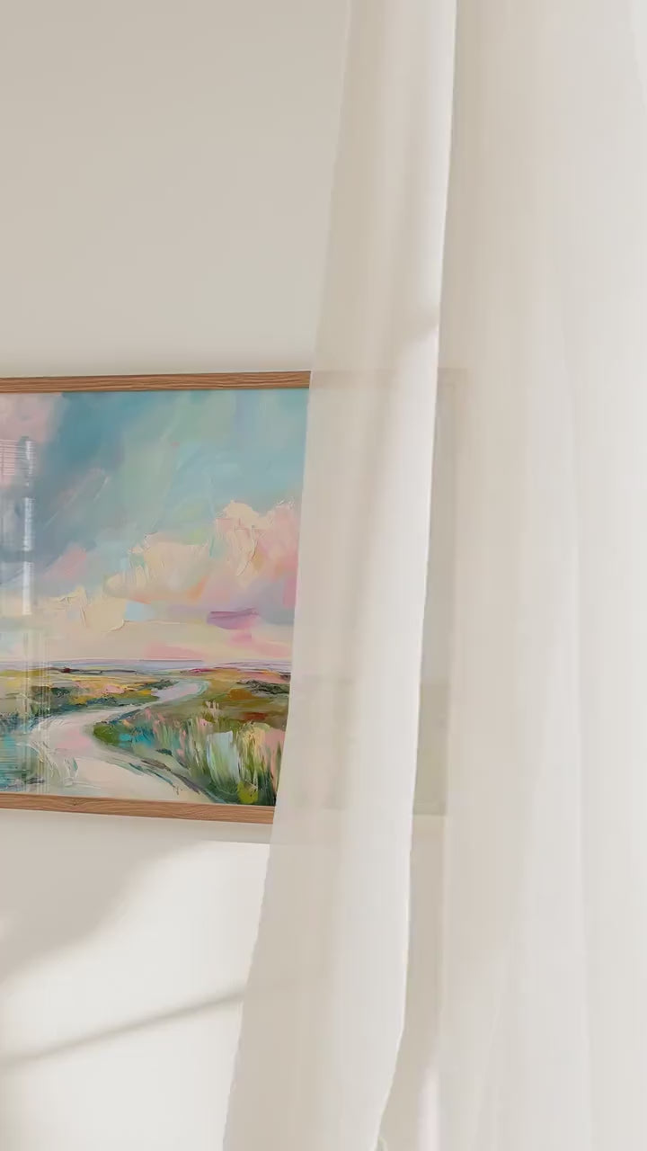 Art Lowcountry Painting Print, Marsh and Sky Landscape Decor, Coastal Grandmother Wall Art with Rich Brushstrokes and Pa