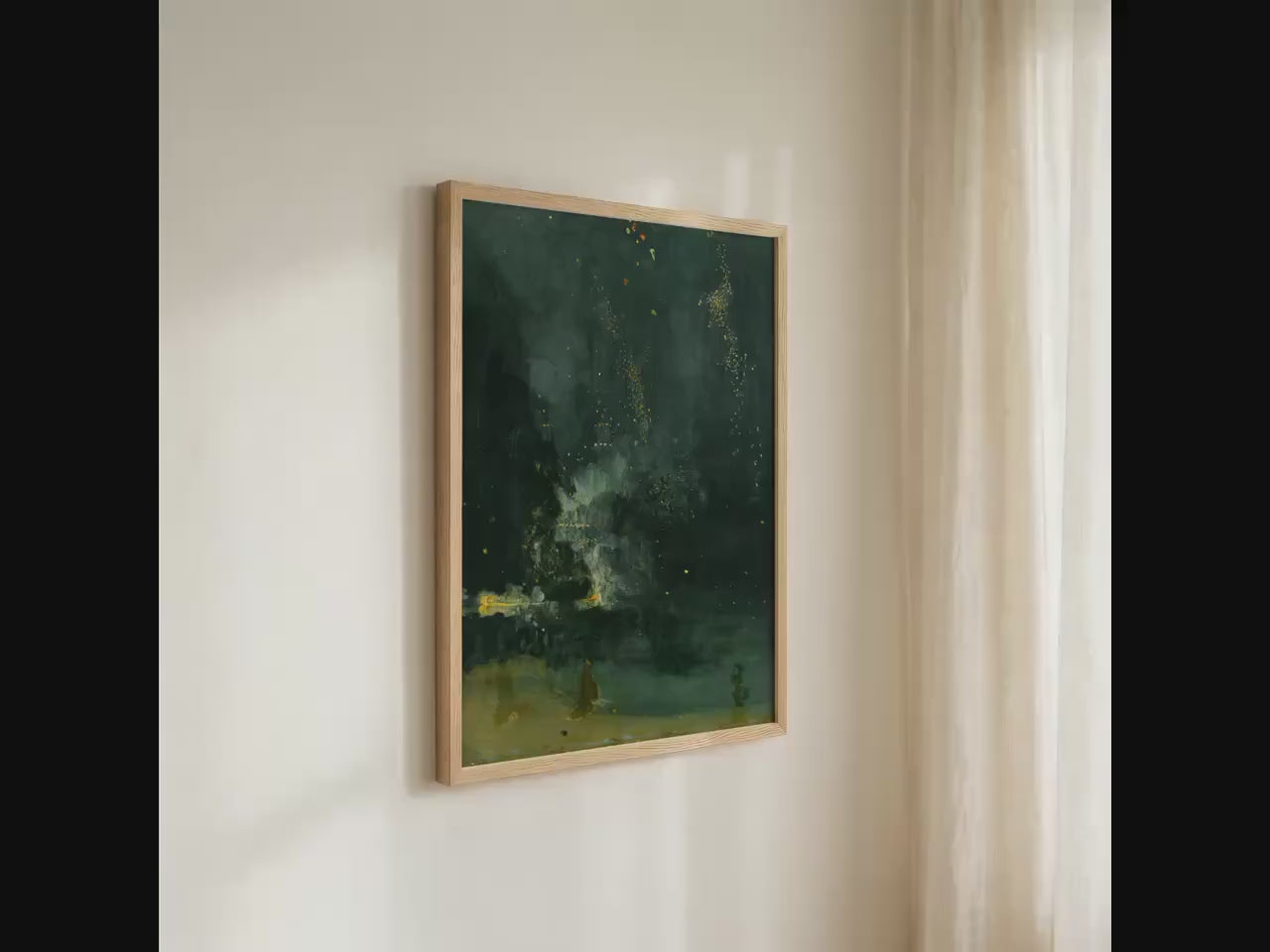 James Abbott McNeill Whistler - The Falling Rocket, Nocturne in black and gold whistler. Famous art print, Painting on c