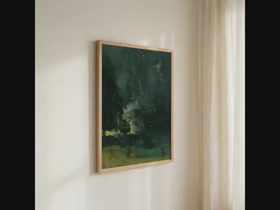 James Abbott McNeill Whistler - The Falling Rocket, Nocturne in black and gold whistler. Famous art print, Painting on c