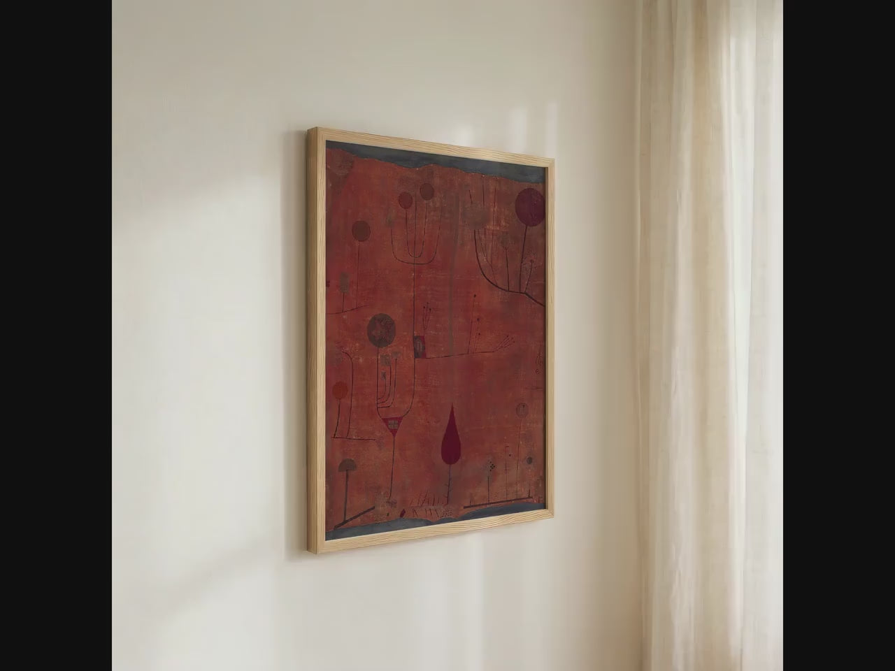 Paul Klee, Fruits on Red - abstract wall art, modern still life print, giclee canvas, Bauhaus decor, red contemporary po
