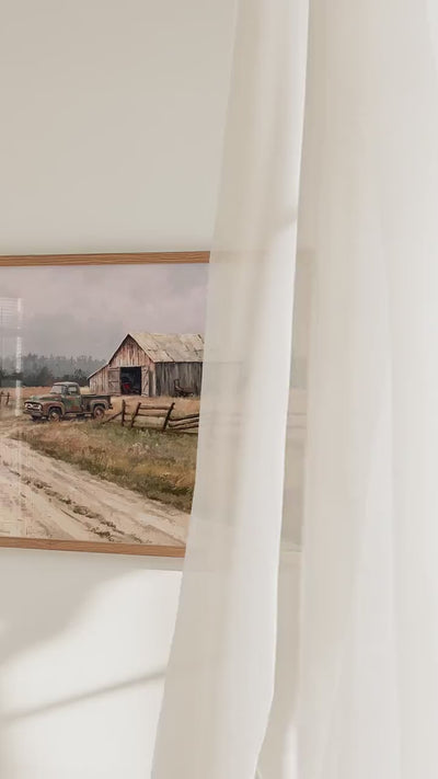 Vintage Old Barn Canvas Print, Rustic Farmhouse Wall Decor, Wood Background Painting, Large Country Style Wall Art,ART59