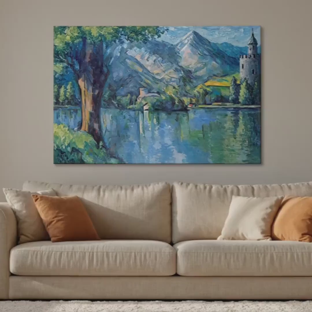 Paul Cezanne, Lake of Annecy 1890s - Framed Canvas Wall Art Print, Home Decor, Modern Gallery Art