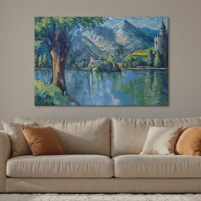 Paul Cezanne, Lake of Annecy 1890s - Framed Canvas Wall Art Print, Home Decor, Modern Gallery Art