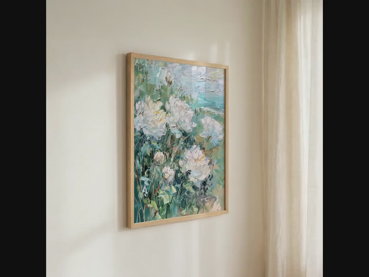Framed Cotton Canvas Vintage Floral Art, Botanical Still Life Wall Decor, Modern Living Room Large Art Print, ART170