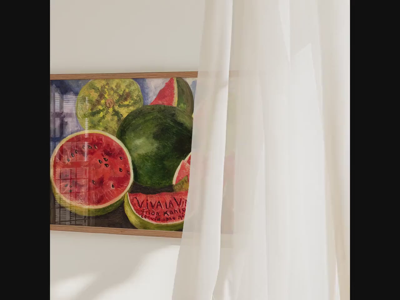 Frida Kahlo, Viva la Vida - 1954 Watermelon Still Life Print, Mexican Folk Art Wall Art, Bold Color Poster, Vintage Deco