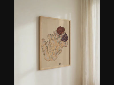 Egon Schiele, Man and Woman - 1917 Expressionist Embrace Print, Austrian Modernism Wall Art, Lovers Figure Poster, Vinta