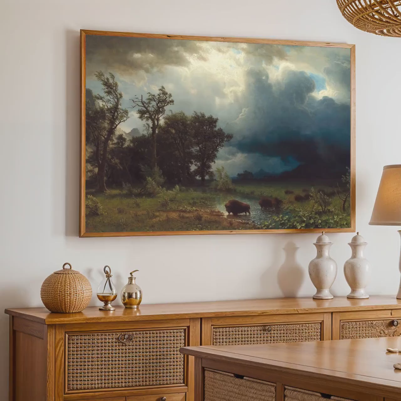 Albert Bierstadt - The Buffalo Trail. Landscape nature, Canvas art print, Home decor, Bierstadt canvas art, Giclee canva