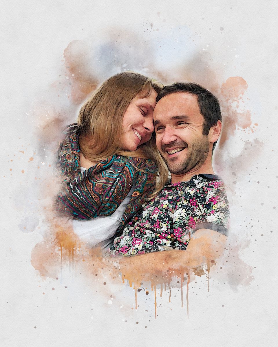 Watercolor couple portrait from photo | Personalized Gift