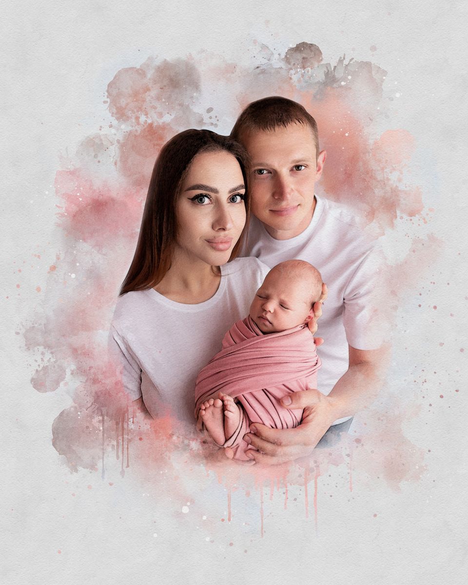 Watercolor family portrait | Personalized gift