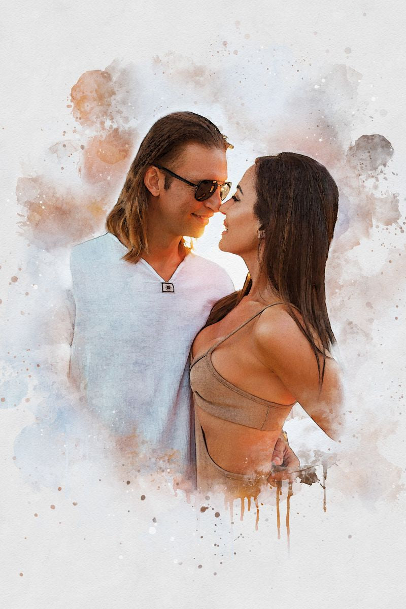 Watercolor couple portrait from photo | Personalized Gift